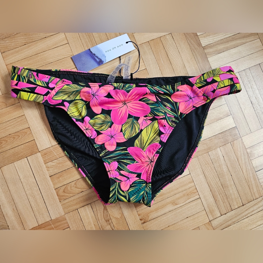 Floral Pink and Black Women's Swim Bottom